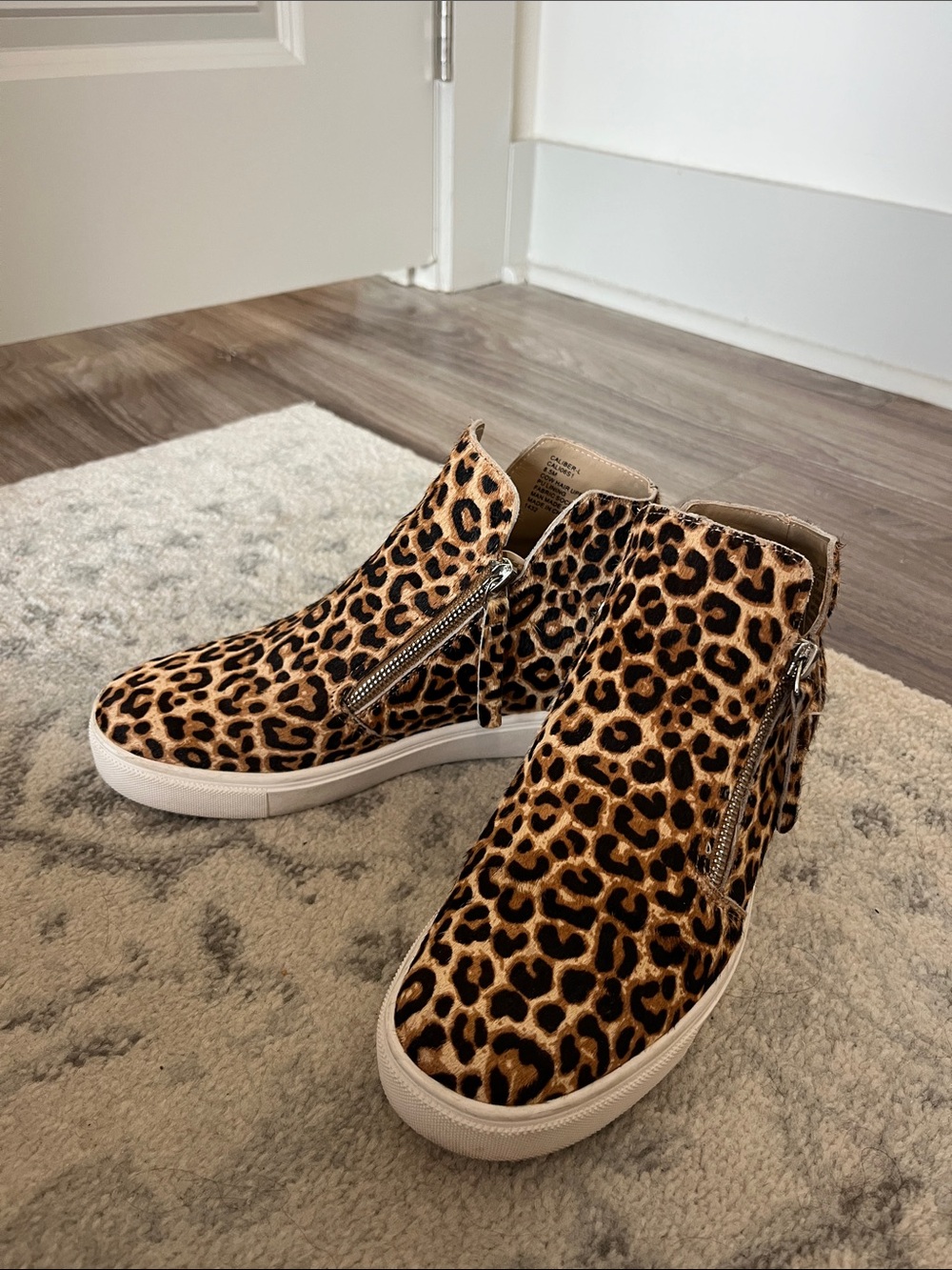 Steve Madden Leopard Print Zip-Detail Ankle Booties - Brown/Black